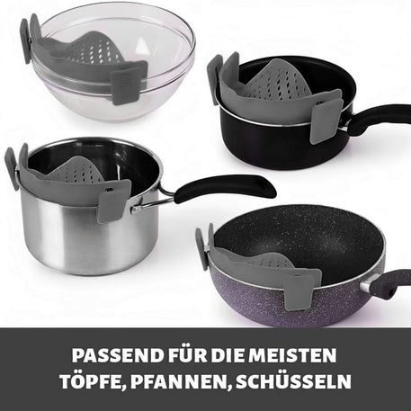 Topfsieb aus Silikon - Abgießhilfe für Nudeln, Gemüse und mehr