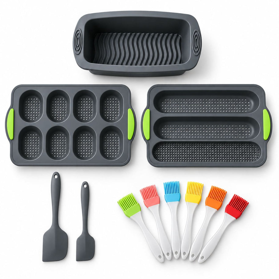 Brotbackform Set aus Silikon – für Brot, Brötchen & Baguette