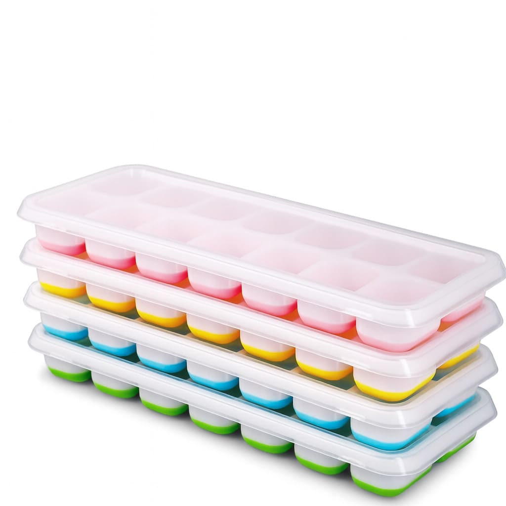 Eiswürfelbehälter aus Silikon mit Deckel im Set