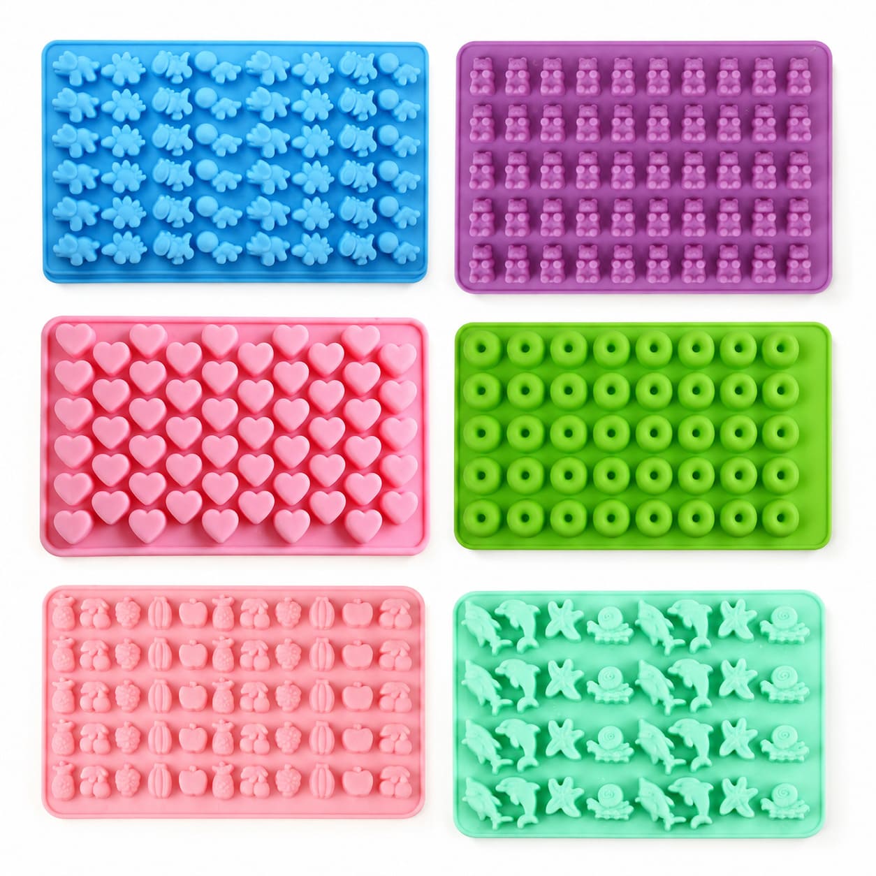 Fruchtgummi Silikonformen 6er Set inkl. Pipetten