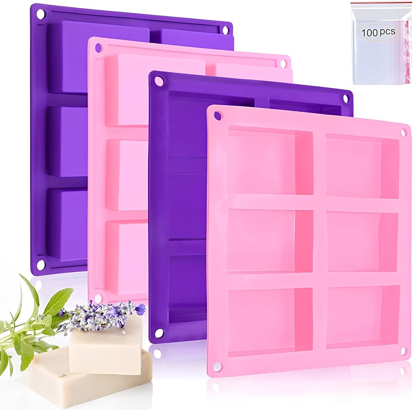 Seifenformen-Set Aus Silikon Mit Holzbox – 1,2 Liter, Flexibel, Backofengeeignet, Inkl. Ausstecher & Schaber
