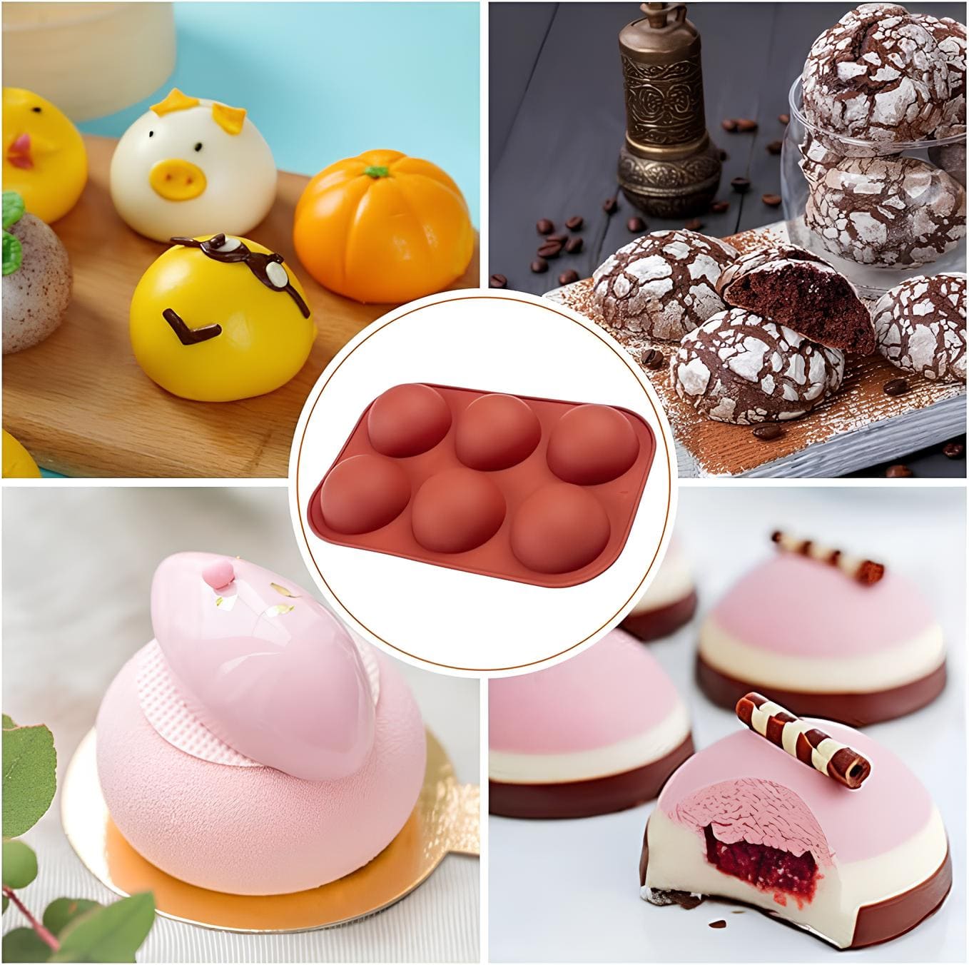 Silikonform (Halb-)Kugel 4er Set