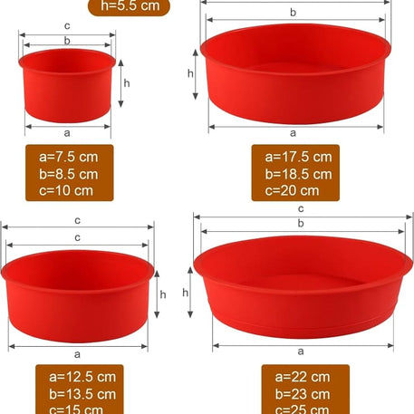 Silikon Kuchenform Rund - 4er Set in verschiedenen Größen