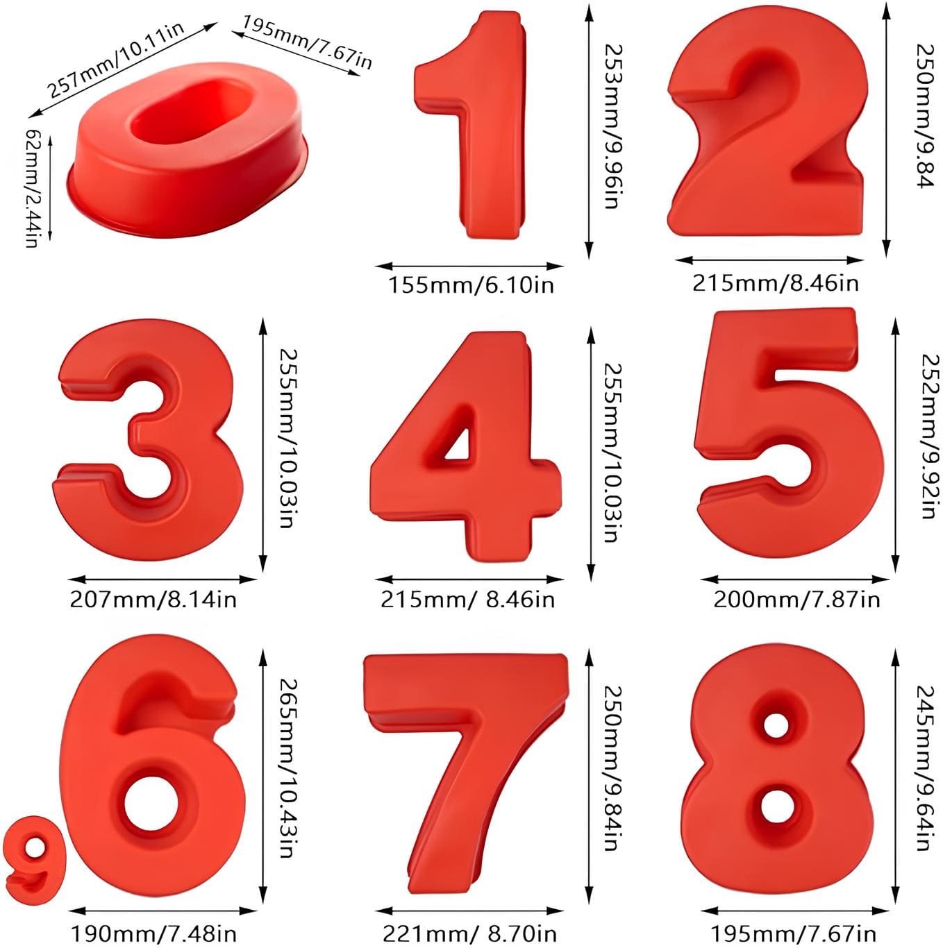 Backform-Set mit großen Zahlen 0-9